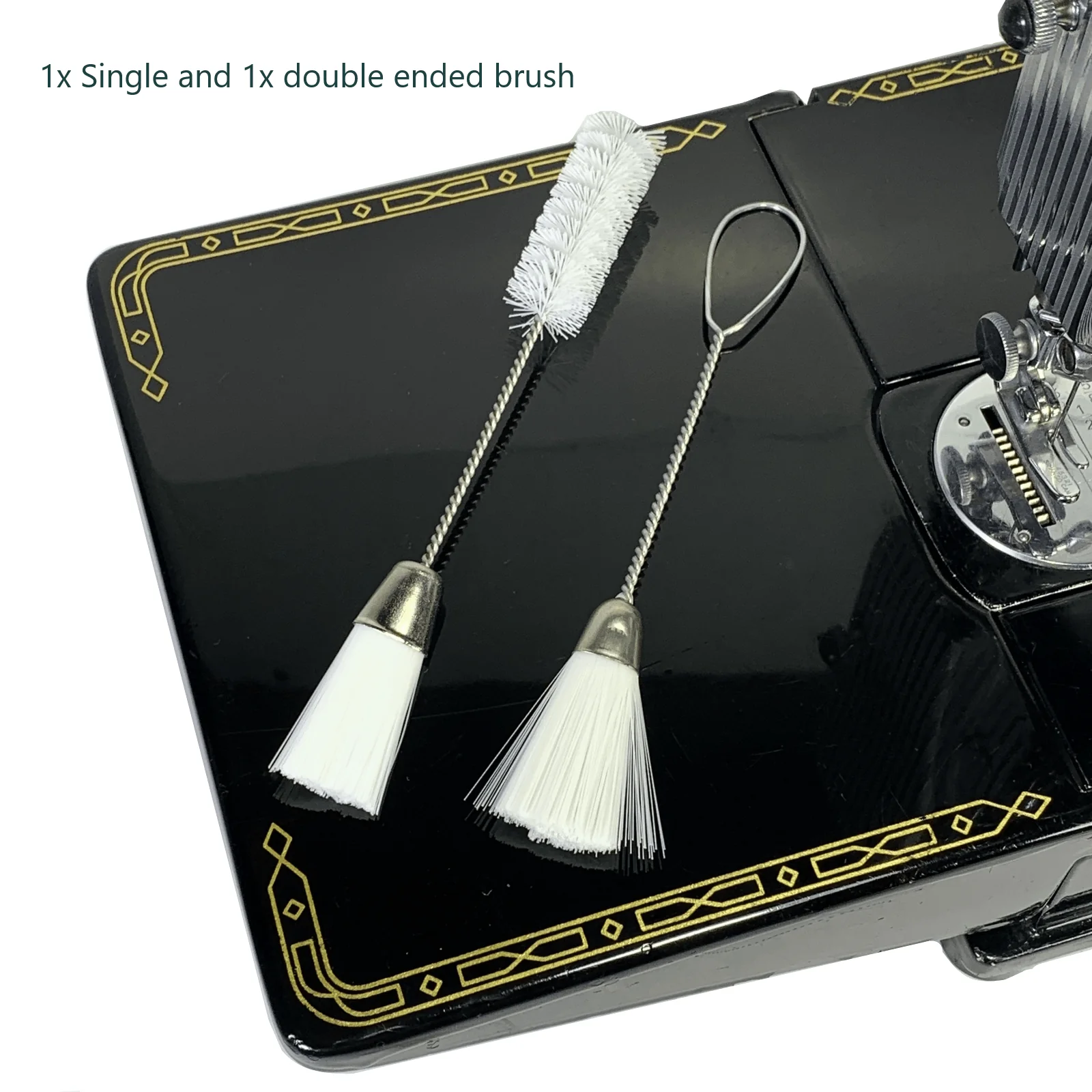 2 Pack Sewing Machine Lint Brush Wire Handle with Nylon Bristles Double or Single Ended