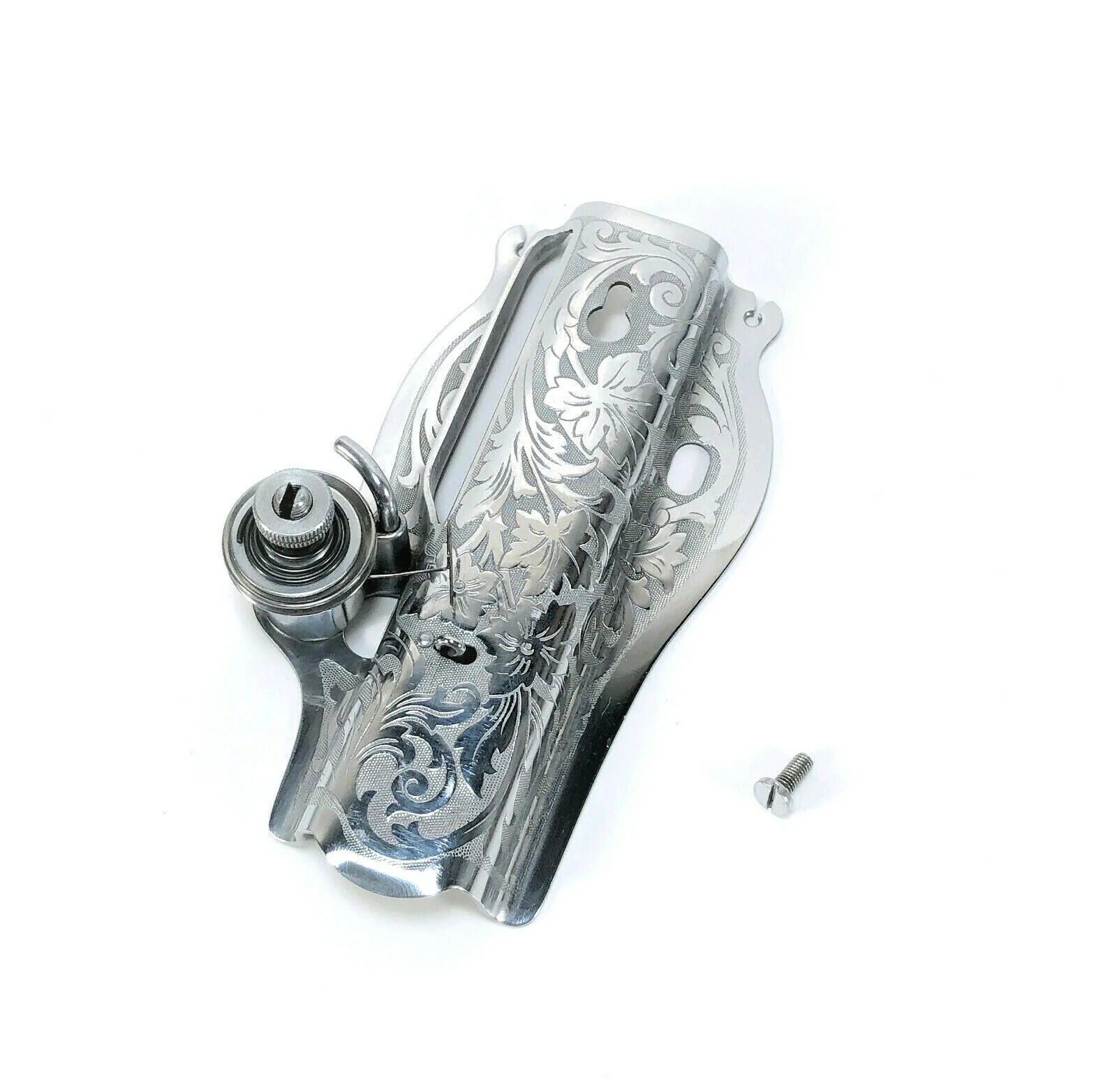Early Singer 15 Sewing Machine Floral Face Plate and Tension Assembly in Chrome Simanco 15406