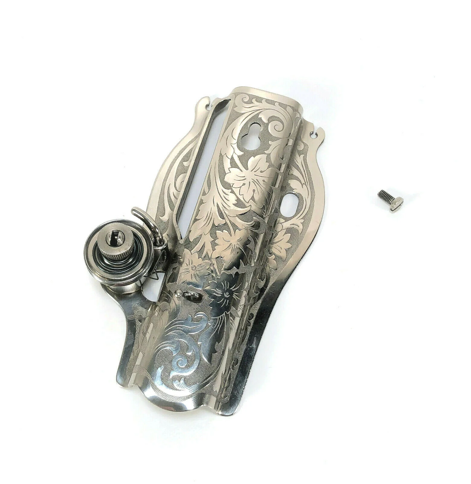 Early Singer 15 Sewing Machine Floral Face Plate and Tension Assembly in Nickel Simanco 15406