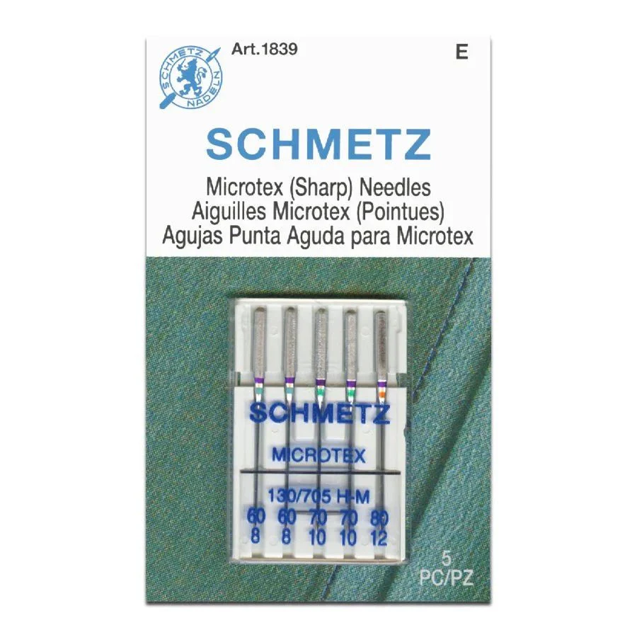 Schmetz Microtex (Sharp) Sewing Machine Needles 5 Pack - Choice of Size