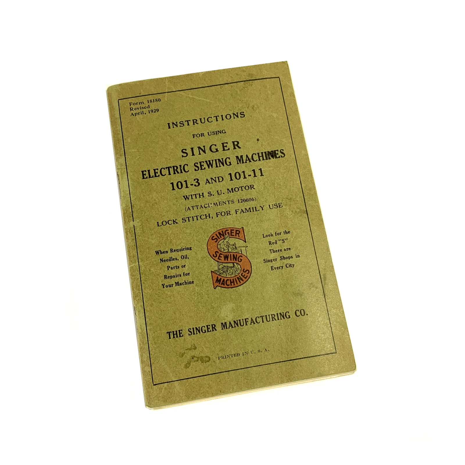 Singer 101-3 101-11 Sewing Machine Instruction Manual Vintage Original 1929