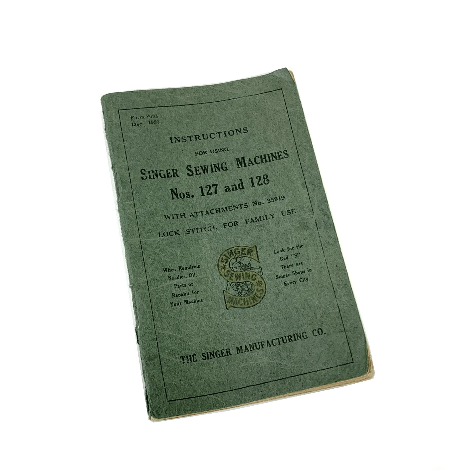 Singer 127 128 Treadle Sewing Machine Instruction Manual Vintage Original 1916