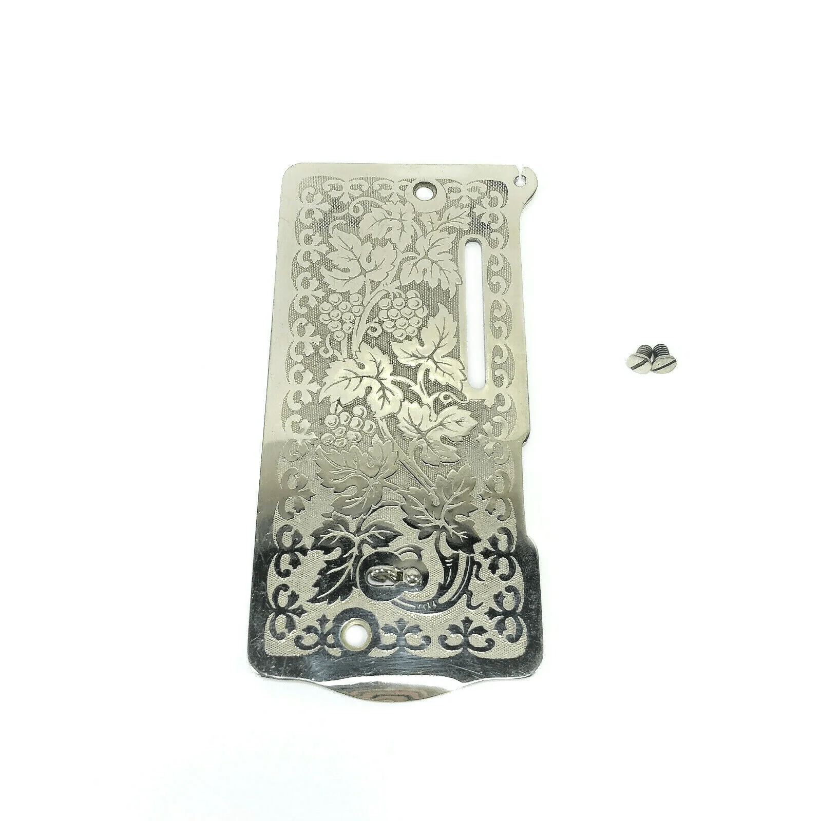 Singer 128 Sewing Machine Side Face Plate with Grape Vine Pattern Simanco 8361 Nickel