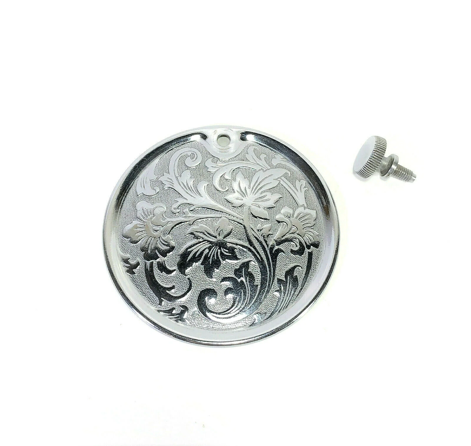 Singer 15 15K Sewing Machine Floral Back Rear Cover Plate in Chrome Simanco 15427