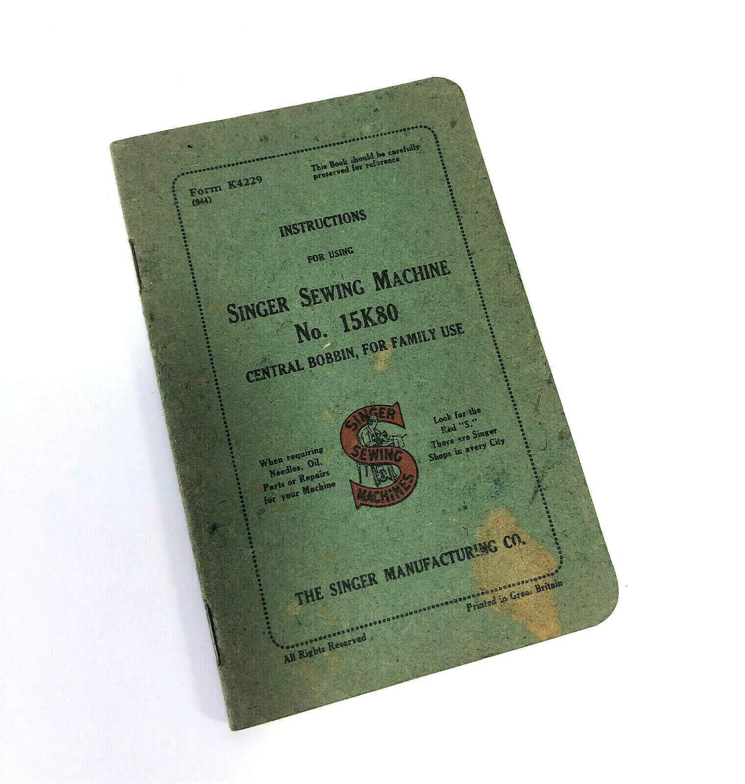 Singer 15-80 15K80 Sewing Machine Instruction Manual Original