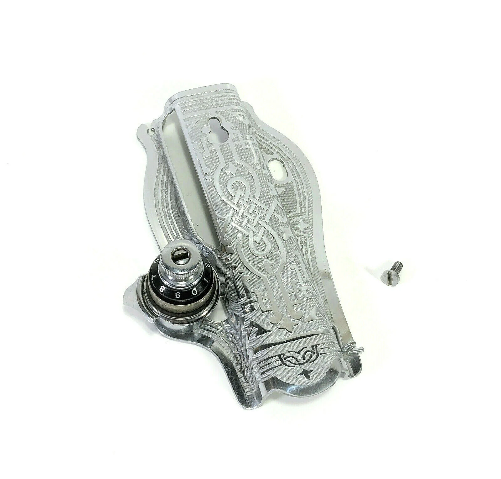 Singer 15-90 15-91 Sewing Machine Scroll Face Plate w Tension Assembly in Chrome Simanco 125367