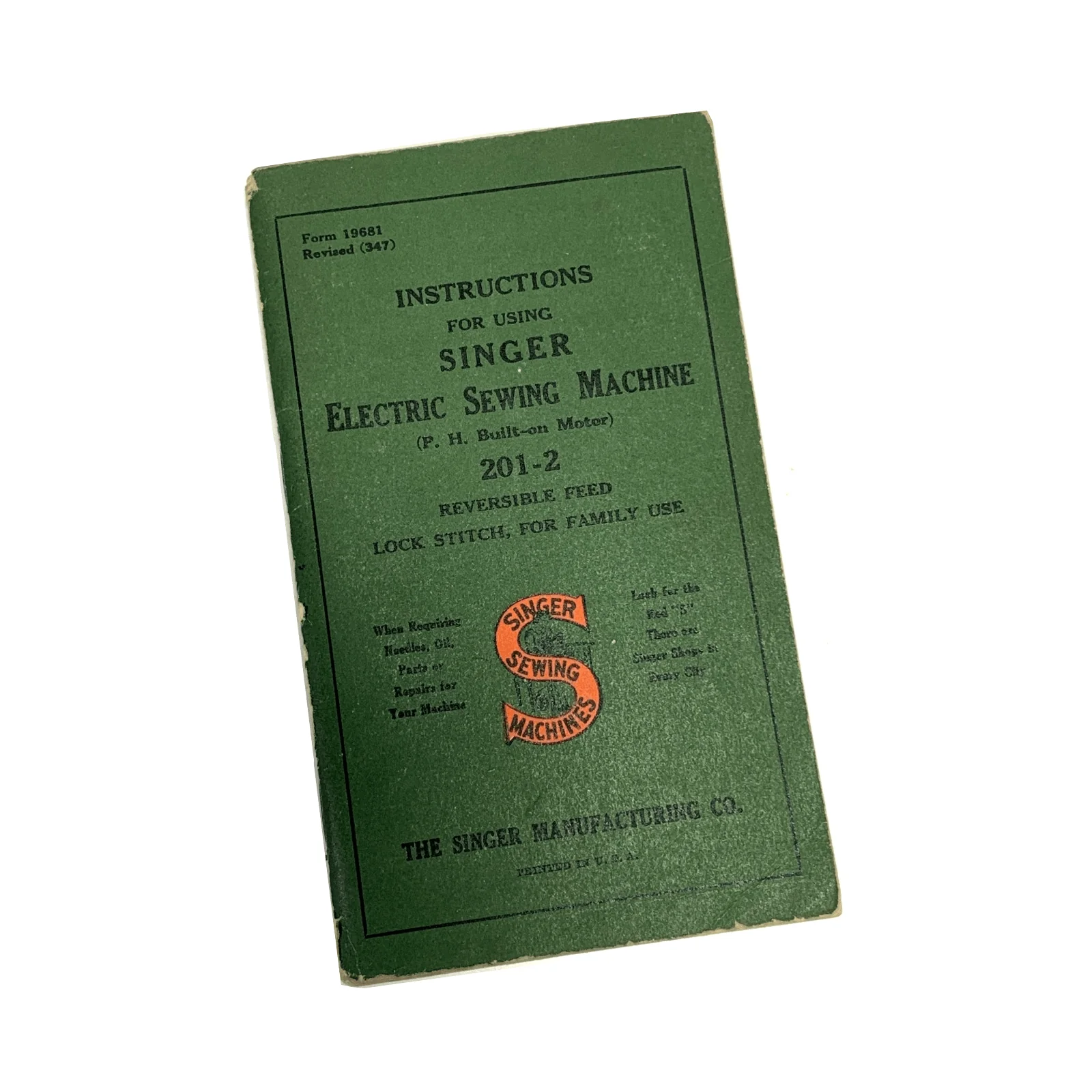 Singer 201-2 Sewing Machine Instruction Manual Vintage Original 1941