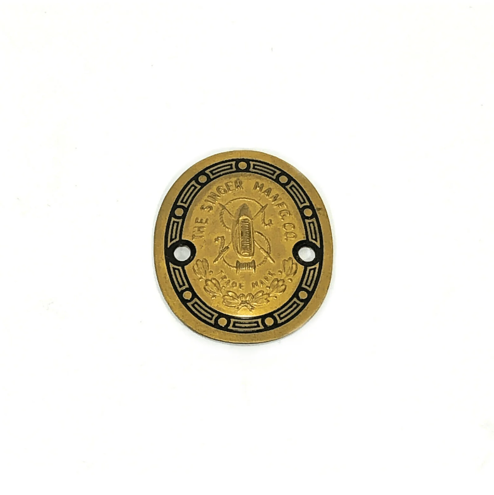 Singer 221 222K Featherweight Sewing Machine Brass Badge Emblem Medallion w Black Rim