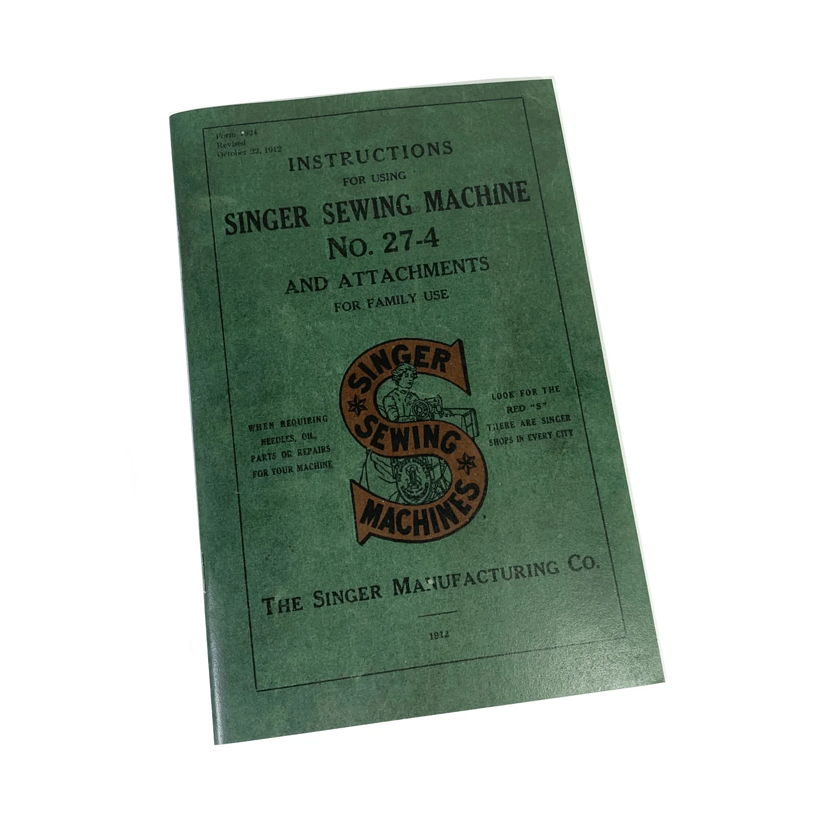 Singer 27 Treadle Sewing Machine Instruction Manual New Reproduction