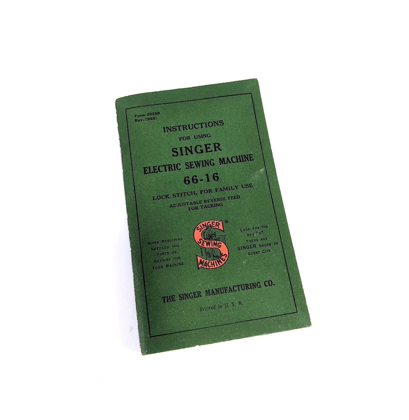 Singer 66-16 Sewing Machine Instruction Manual Vintage Original 1950