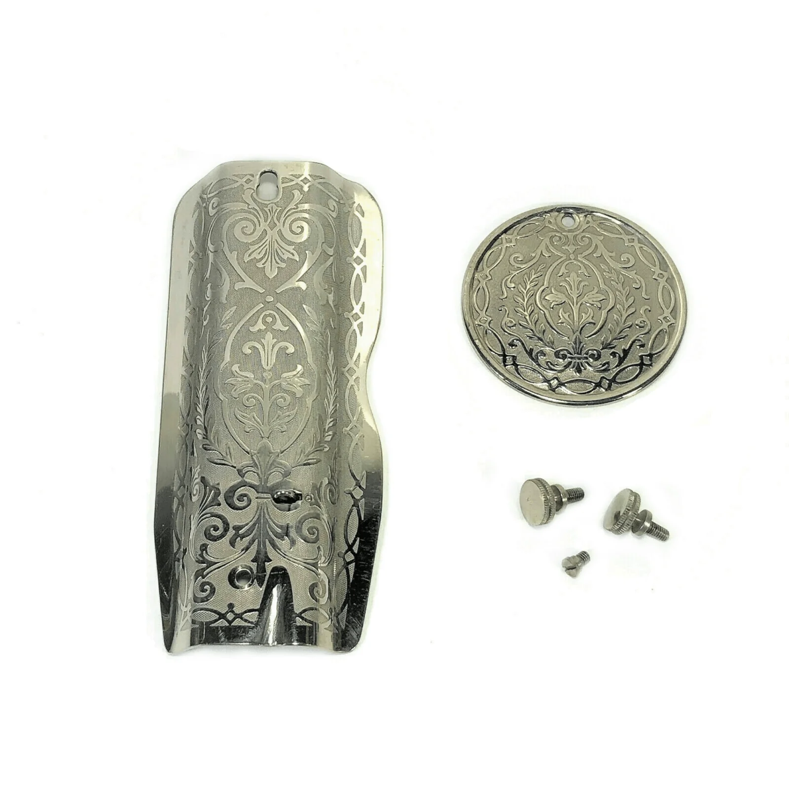 Singer 66 Red Eye Sewing Machine Faceplate & Rear Cover Plate in Nickel Simanco 32506 32633