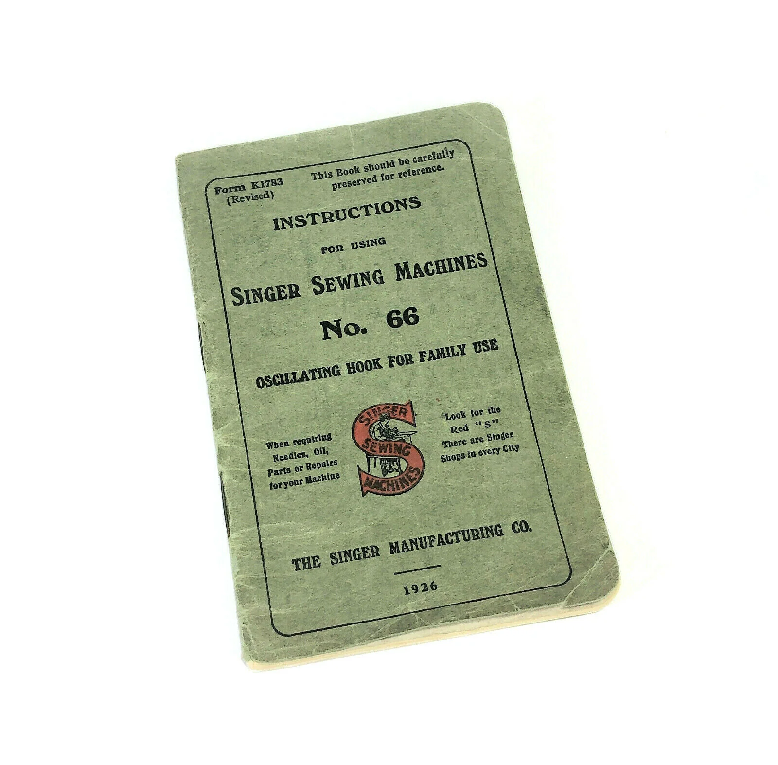 Singer 66 Treadle Sewing Machine Instruction Manual Vintage Original 1926