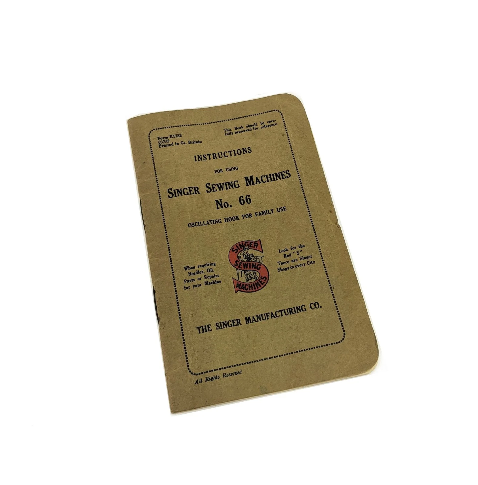 Singer 66 Treadle Sewing Machine Instruction Manual Vintage Original 1936