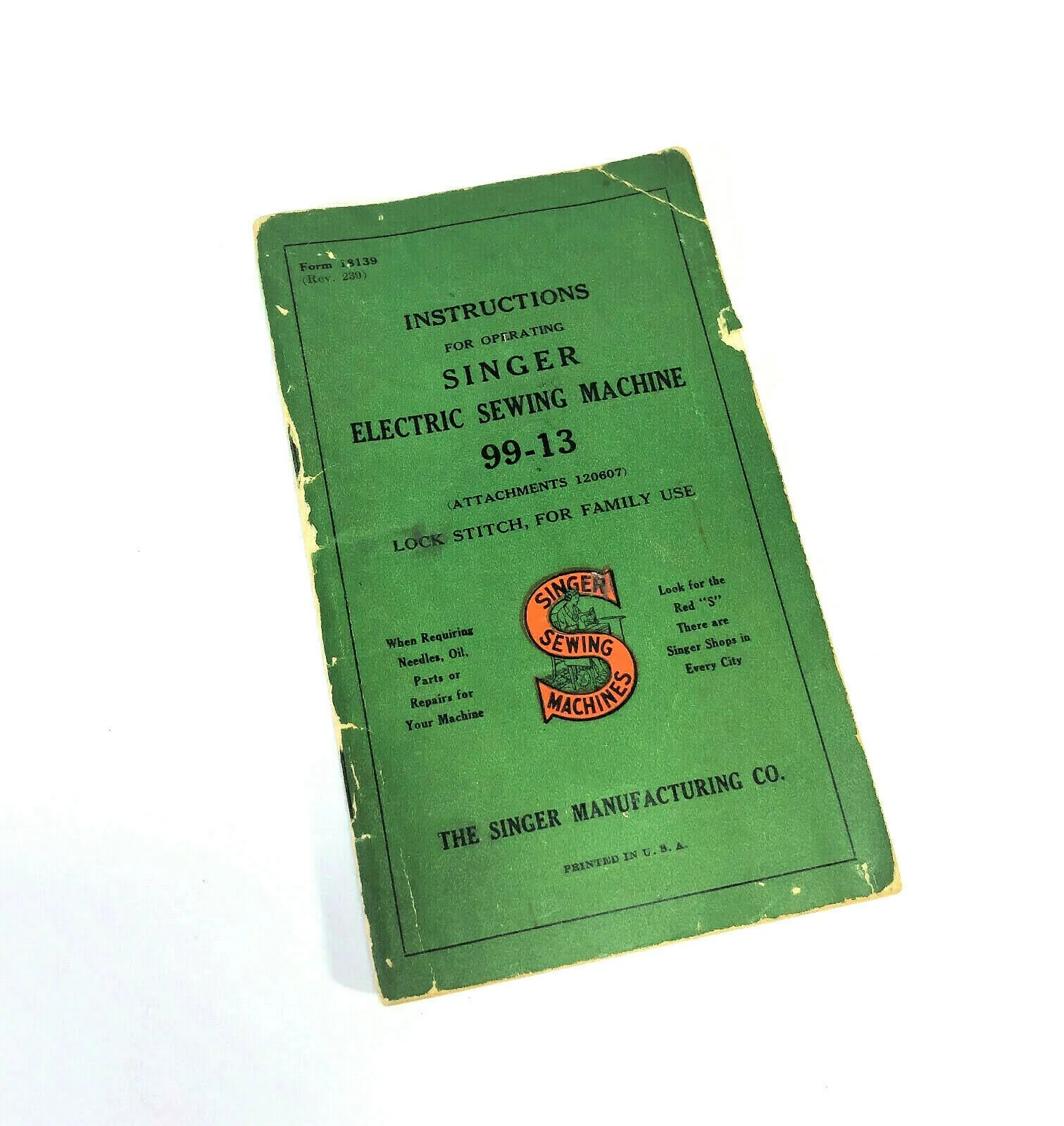 Singer 99-13 99K Sewing Machine Instruction Manual Vintage Original 1939