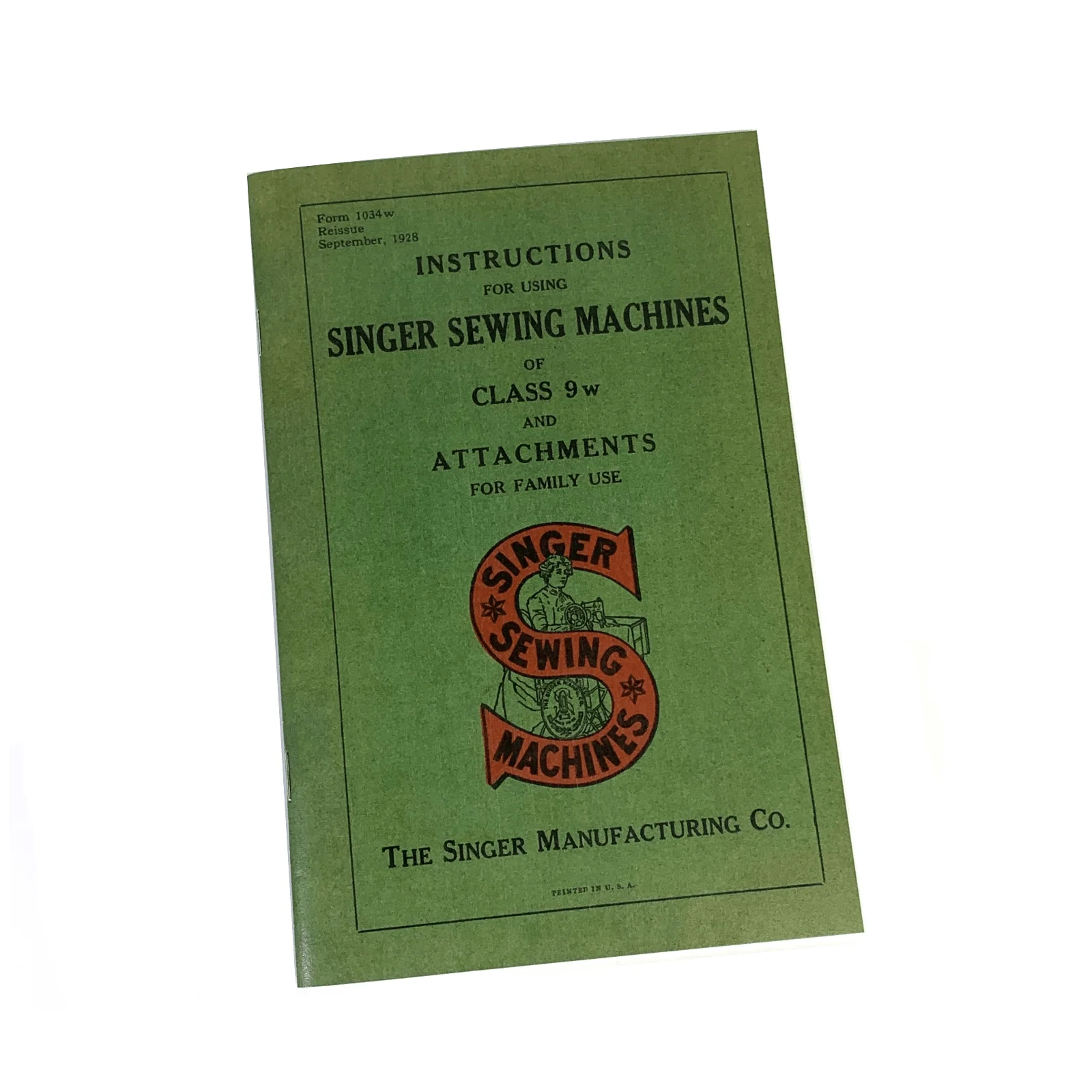 Singer Class 9W Sewing Machine Instruction Manual New Reproduction