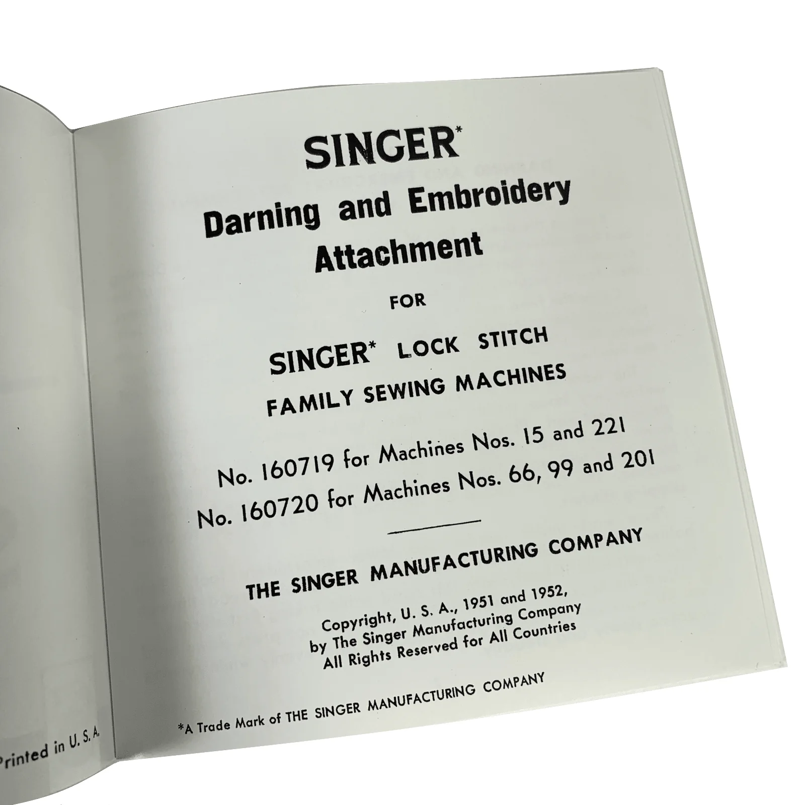 Singer Darning and Embroidery Attachment 160719 160720 Instruction Manual New Reproduction - Image 2