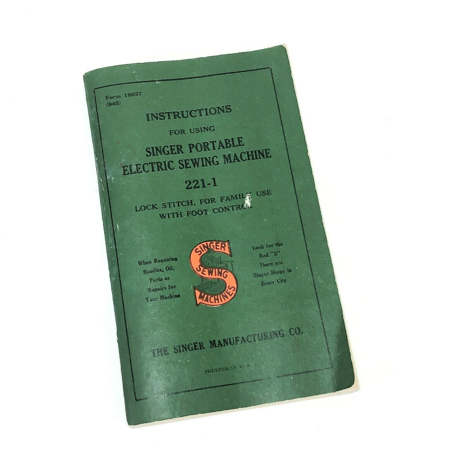 Singer Featherweight 221 Sewing Machine Instruction Manual Vintage Original 1941