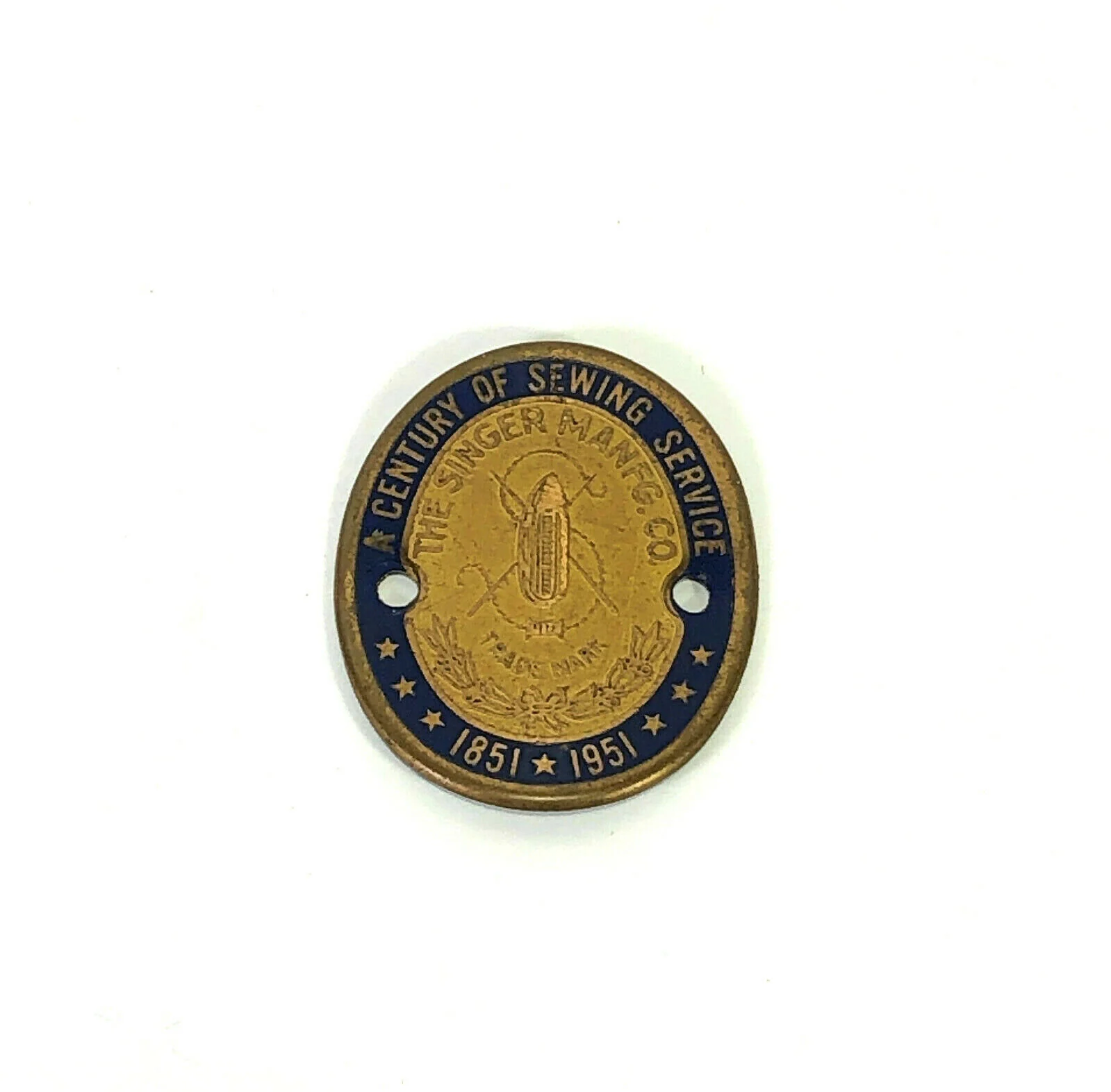 Singer 221 Featherweight Sewing Machine 1951 Centennial Brass Badge Emblem Medallion