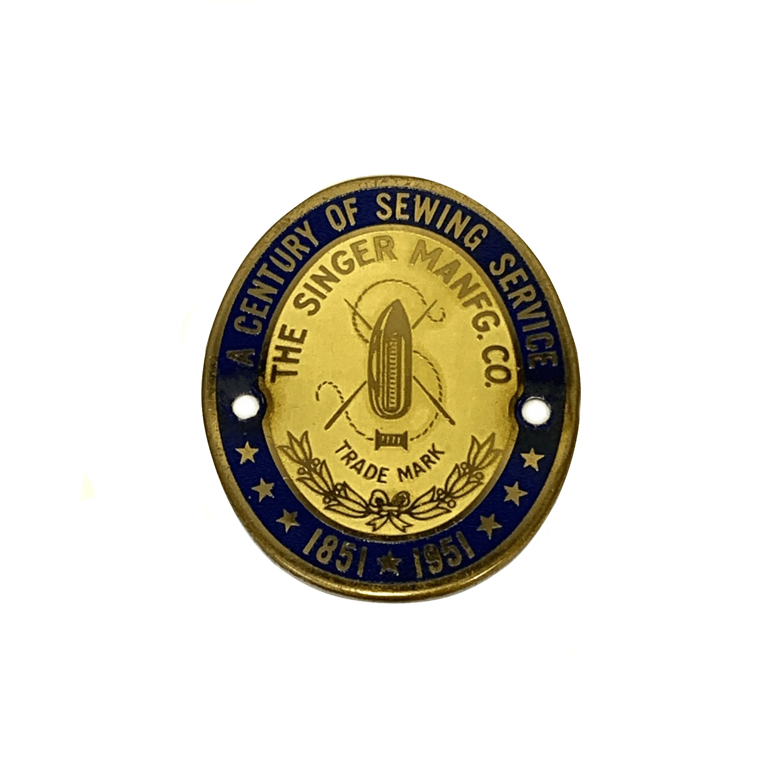 Singer Sewing Machine 1951 Centennial Brass Badge Emblem Medallion 15 66 201