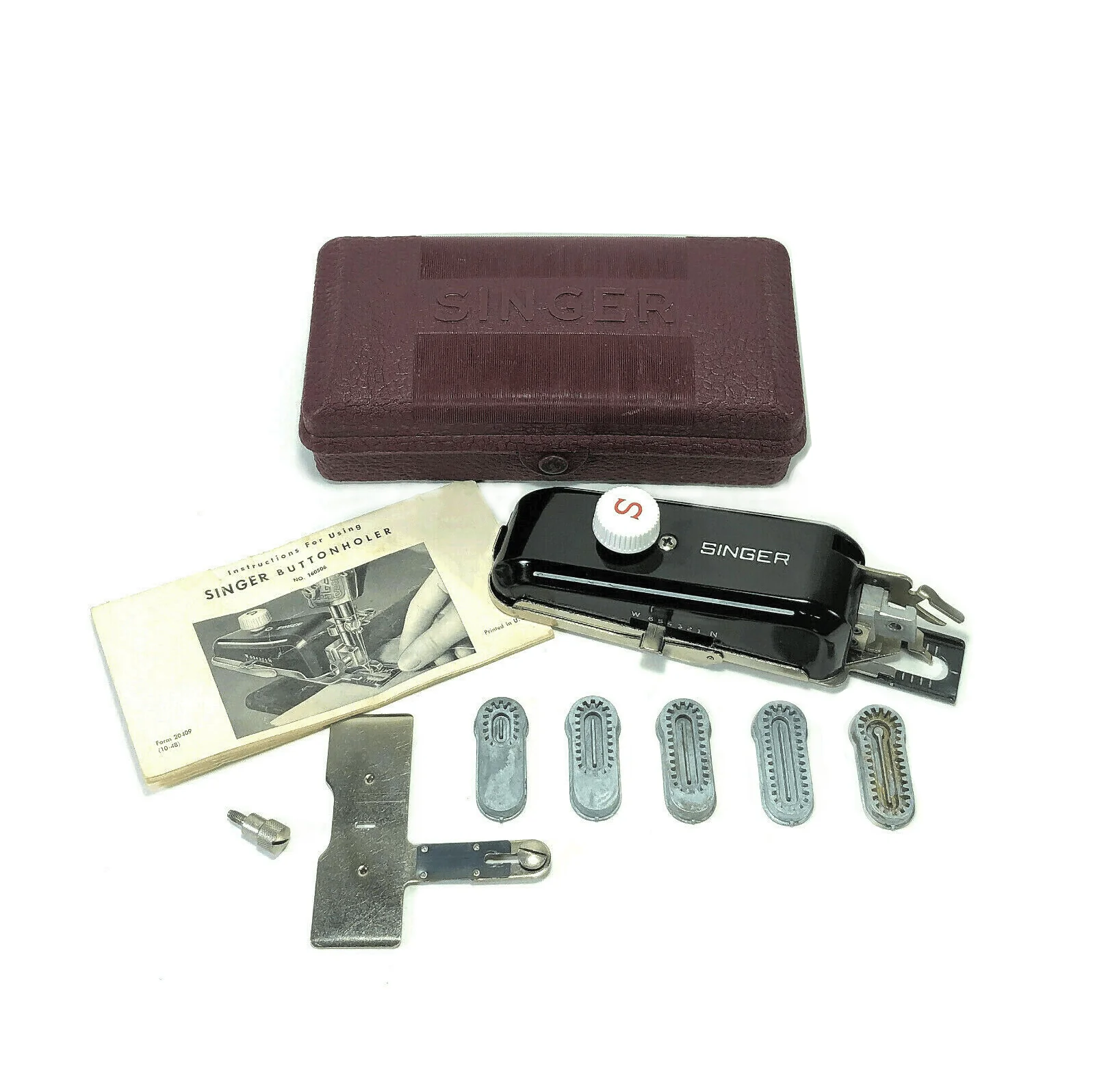 Singer Sewing Machine 301 404 Slant Shank Buttonholer Attachment Set Simanco 160743