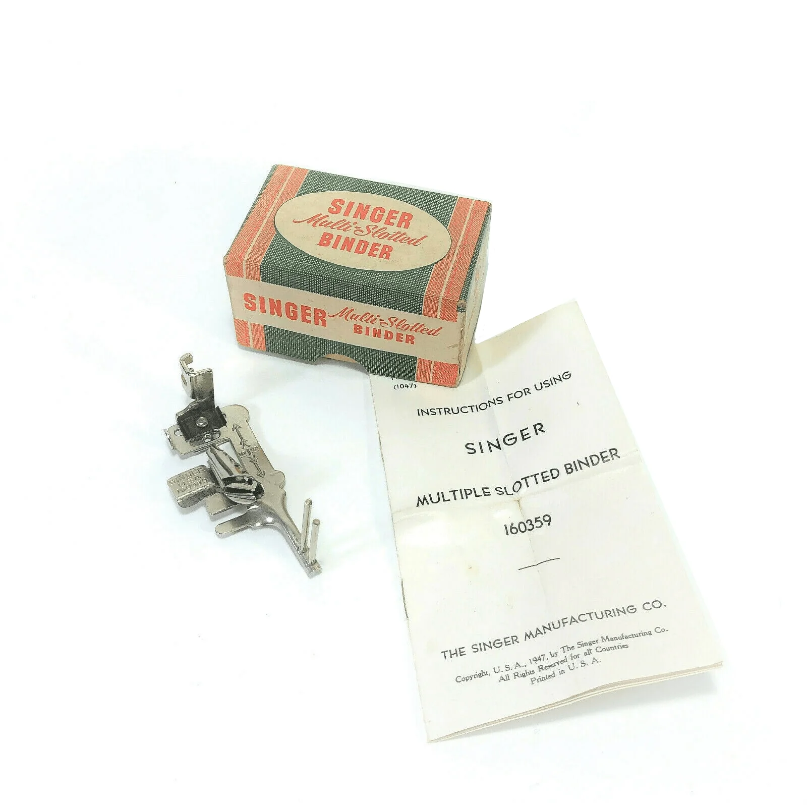 Singer Sewing Machine Low Shank Multi Slotted Binder Foot Attachment in Box Simanco 160359