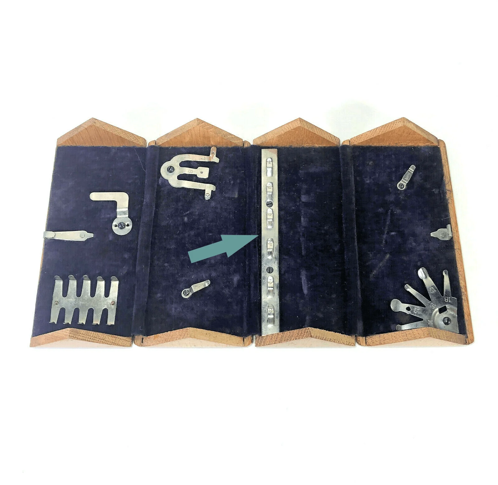 Singer Sewing Machine Oak Puzzle Box Part Clip Bracket Holder for Hemmer Binder Attachments - Image 2