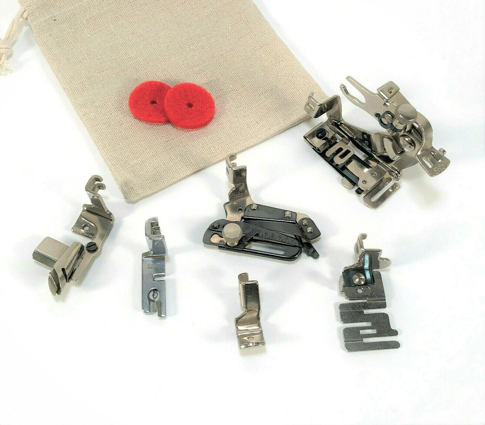 Vintage Singer Sewing Machine 6pc Low Shank Presser Foot Attachment Set Simanco