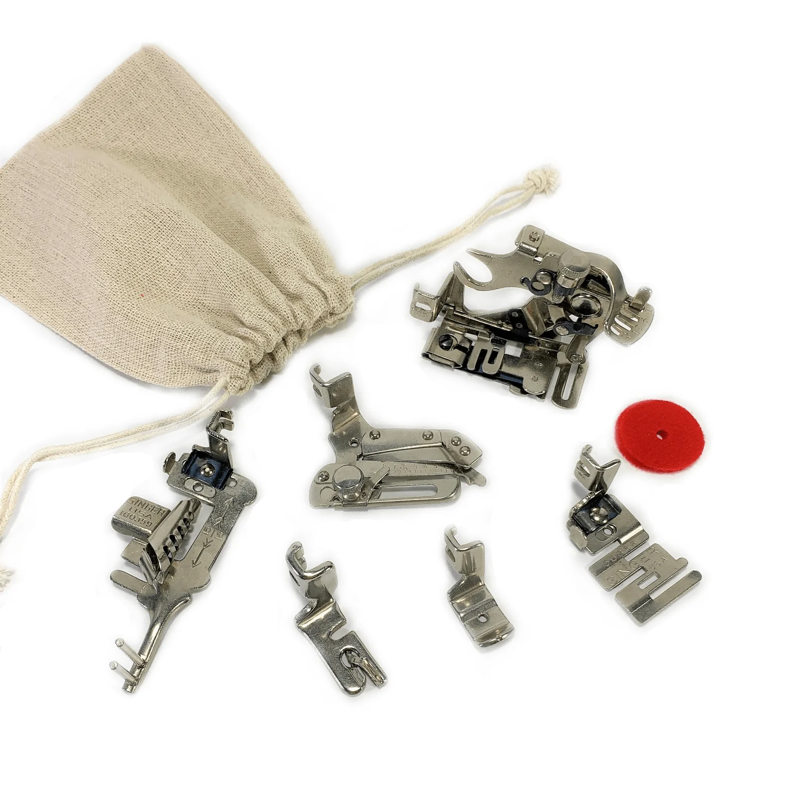 Vintage Singer Sewing Machine 6pc Low Shank Presser Foot Attachment Set Simanco S