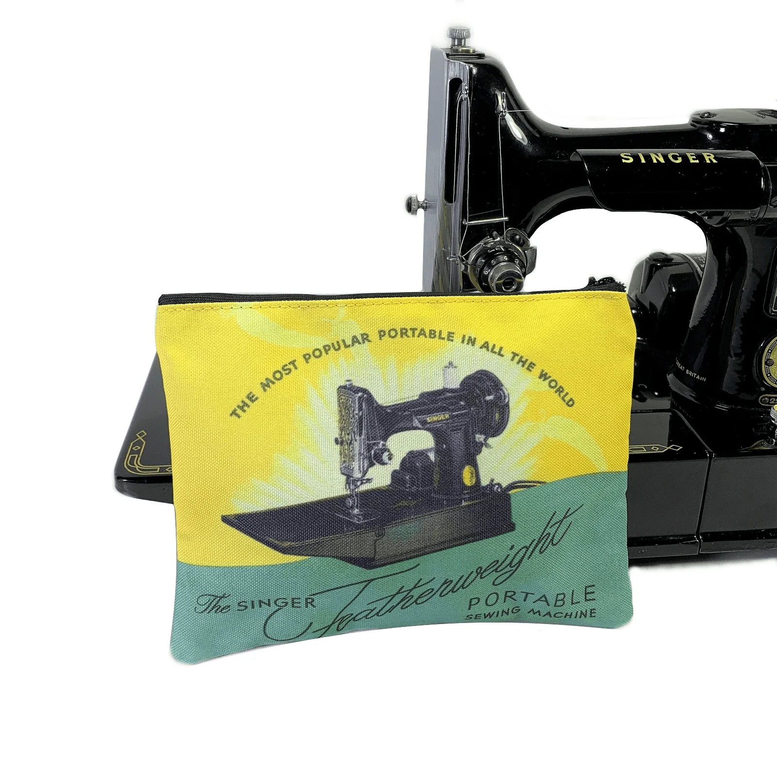 Zippered Accessory Pouch Bag featuring Singer Featherweight Sewing Machine Advertisement
